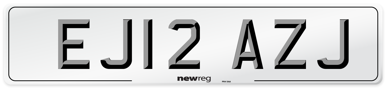 EJ12 AZJ Number Plate from New Reg